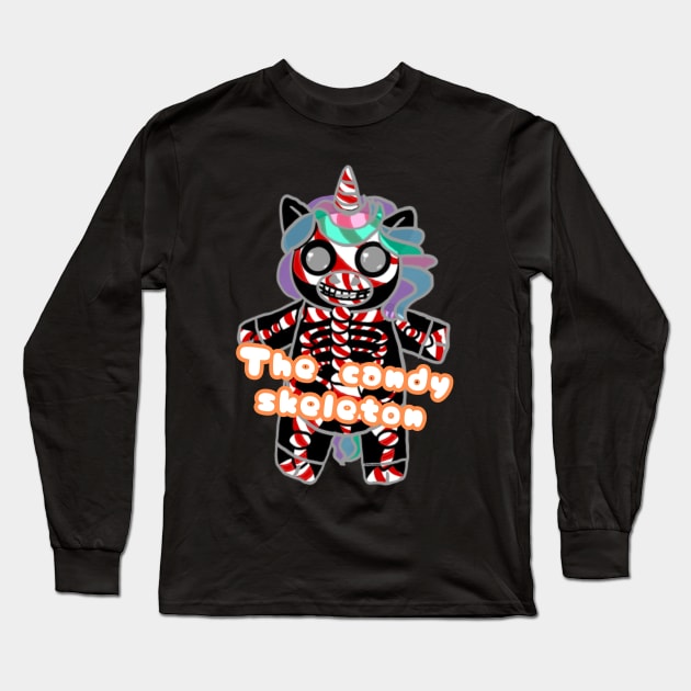 Unicorn with phrase - The candy skeleton Long Sleeve T-Shirt by The shiny unicorn